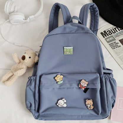 Frauen Nylon Nette Rucksack Bär Weibliche Student College Schule Tasche Abzeichen Mädchen Puppe Rucksack Kawaii Buch Damen Mode Taschen Trendy